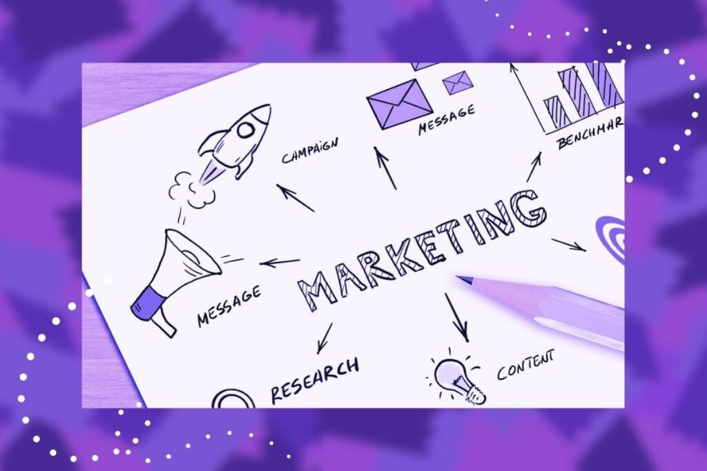 Markkinointivinkit kuvituskuva. raketti nousee ylöspäin